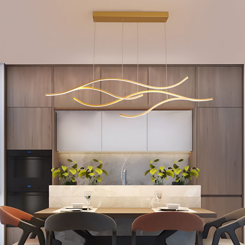 Elegant Curved Pendant Light | Adjustable Brightness & Wavy Design for Stylish Kitchen Pendant Lighting 9