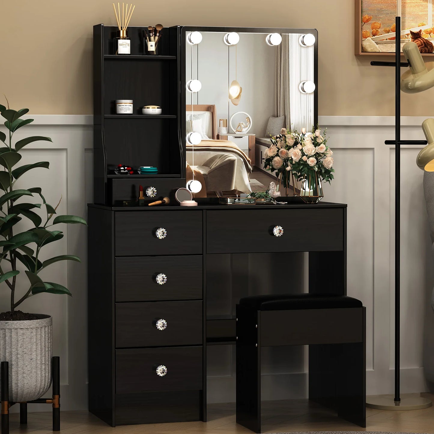 Elegant Makeup Vanity Set | Dressing Table with LED Mirror & Ample Storage for Glamorous Organization 1