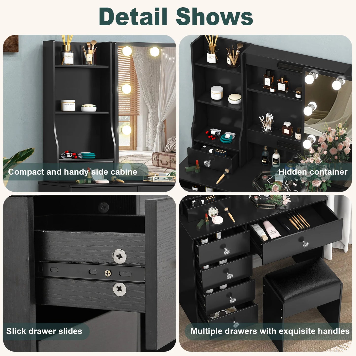 Elegant Makeup Vanity Set | Dressing Table with LED Mirror & Ample Storage for Glamorous Organization 3