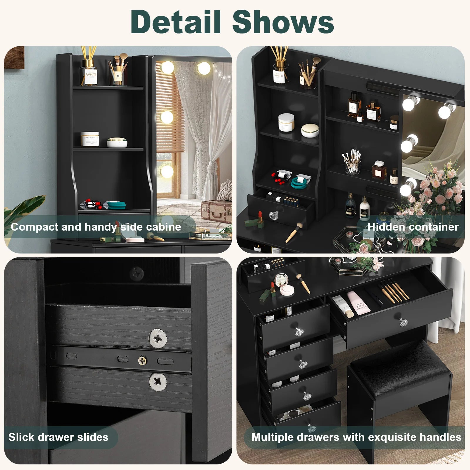 Elegant Makeup Vanity Set | Dressing Table with LED Mirror & Ample Storage for Glamorous Organization 3