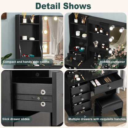 Elegant Makeup Vanity Set | Dressing Table with LED Mirror & Ample Storage for Glamorous Organization 3