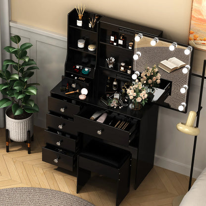 Elegant Makeup Vanity Set | Dressing Table with LED Mirror & Ample Storage for Glamorous Organization 4