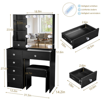 Elegant Makeup Vanity Set | Dressing Table with LED Mirror & Ample Storage for Glamorous Organization 5