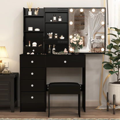Elegant Makeup Vanity Set | Dressing Table with LED Mirror & Ample Storage for Glamorous Organization 6