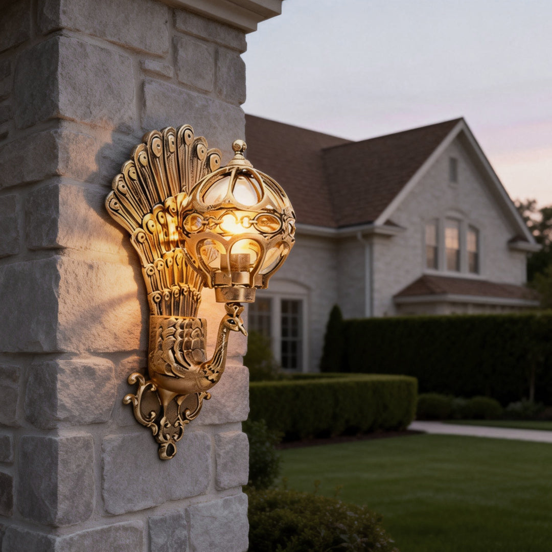 Elegant Peacock | Outdoor Wall Sconce Light with Vintage Design | Warm LED Illumination for Ambiance 2