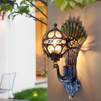 Elegant Peacock | Outdoor Wall Sconce Light with Vintage Design | Warm LED Illumination for Ambiance 3