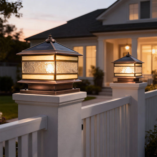 Elegant Solar Lights Outdoor | Retro Copper Pillar Design with Dual Power Options | Ideal for Landscape Lighting and Garden Ambiance 1