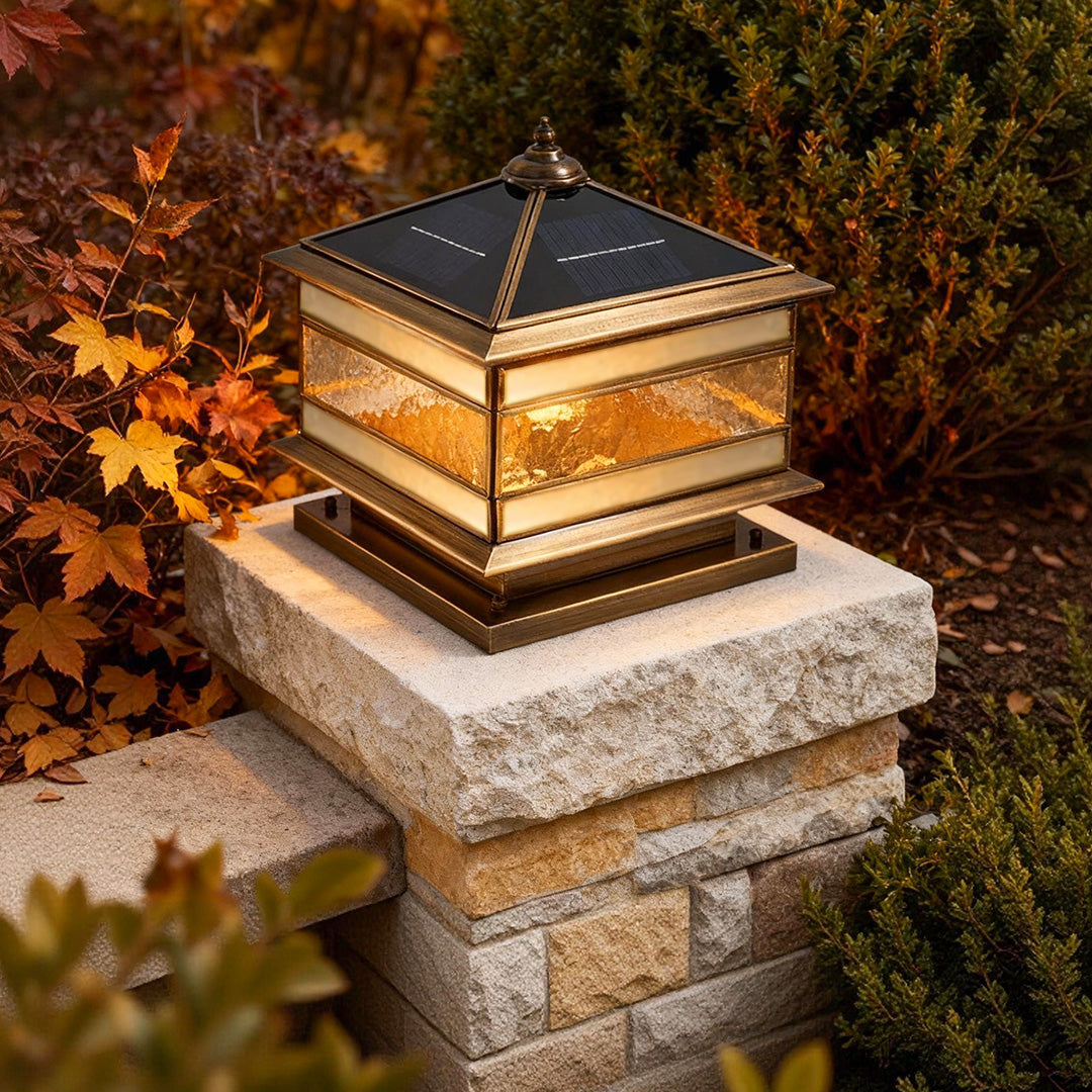 Elegant Solar Lights Outdoor | Retro Copper Pillar Design with Dual Power Options | Ideal for Landscape Lighting and Garden Ambiance 1