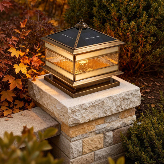 Elegant Solar Lights Outdoor | Retro Copper Pillar Design with Dual Power Options | Ideal for Landscape Lighting and Garden Ambiance 2