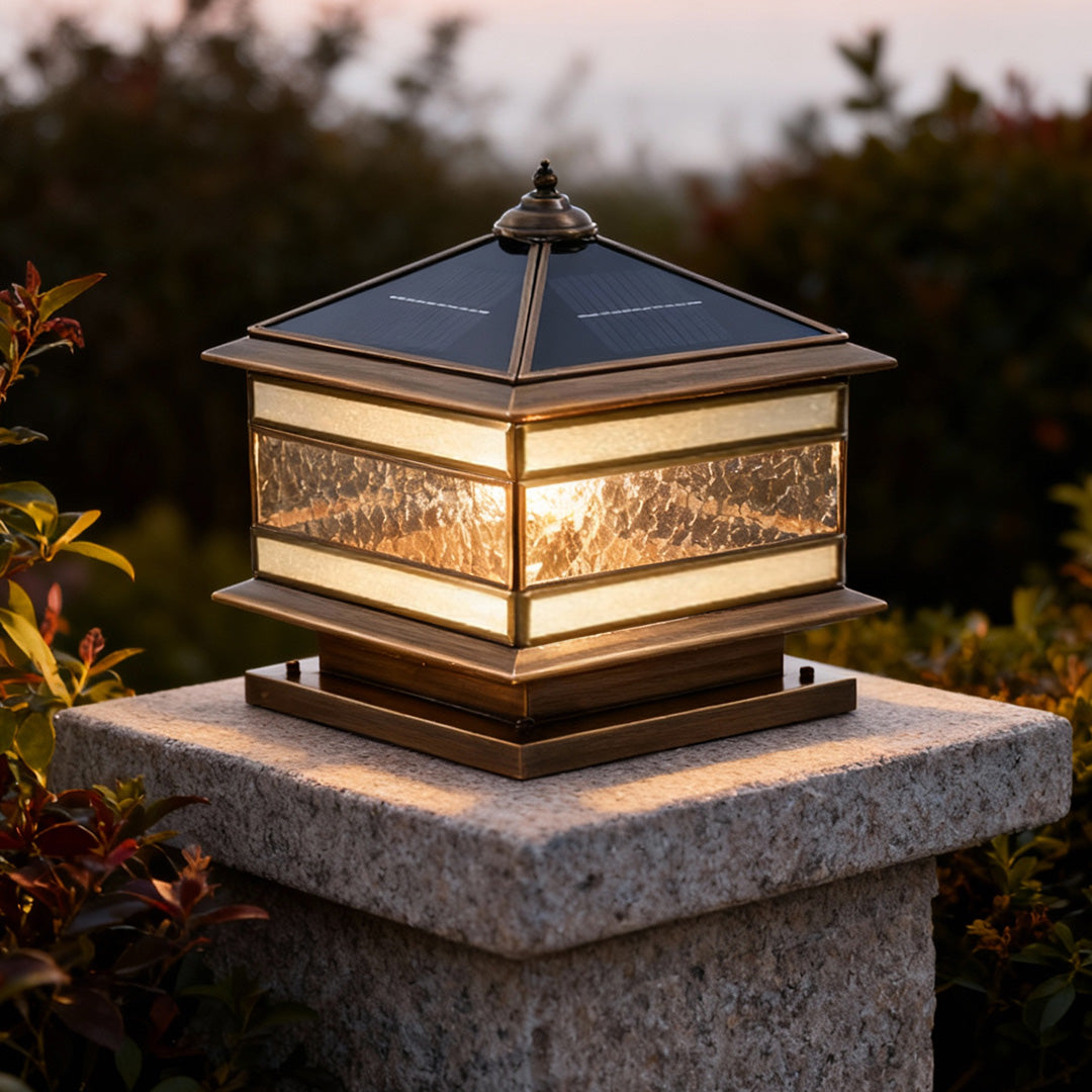 Elegant Solar Lights Outdoor | Retro Copper Pillar Design with Dual Power Options | Ideal for Landscape Lighting and Garden Ambiance 5
