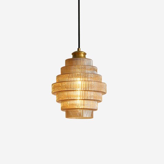 Elegant Tiered Glass Pendant Light with Adjustable Height | Vintage-Inspired Kitchen Pendant Lighting for Cozy Ambiance 1