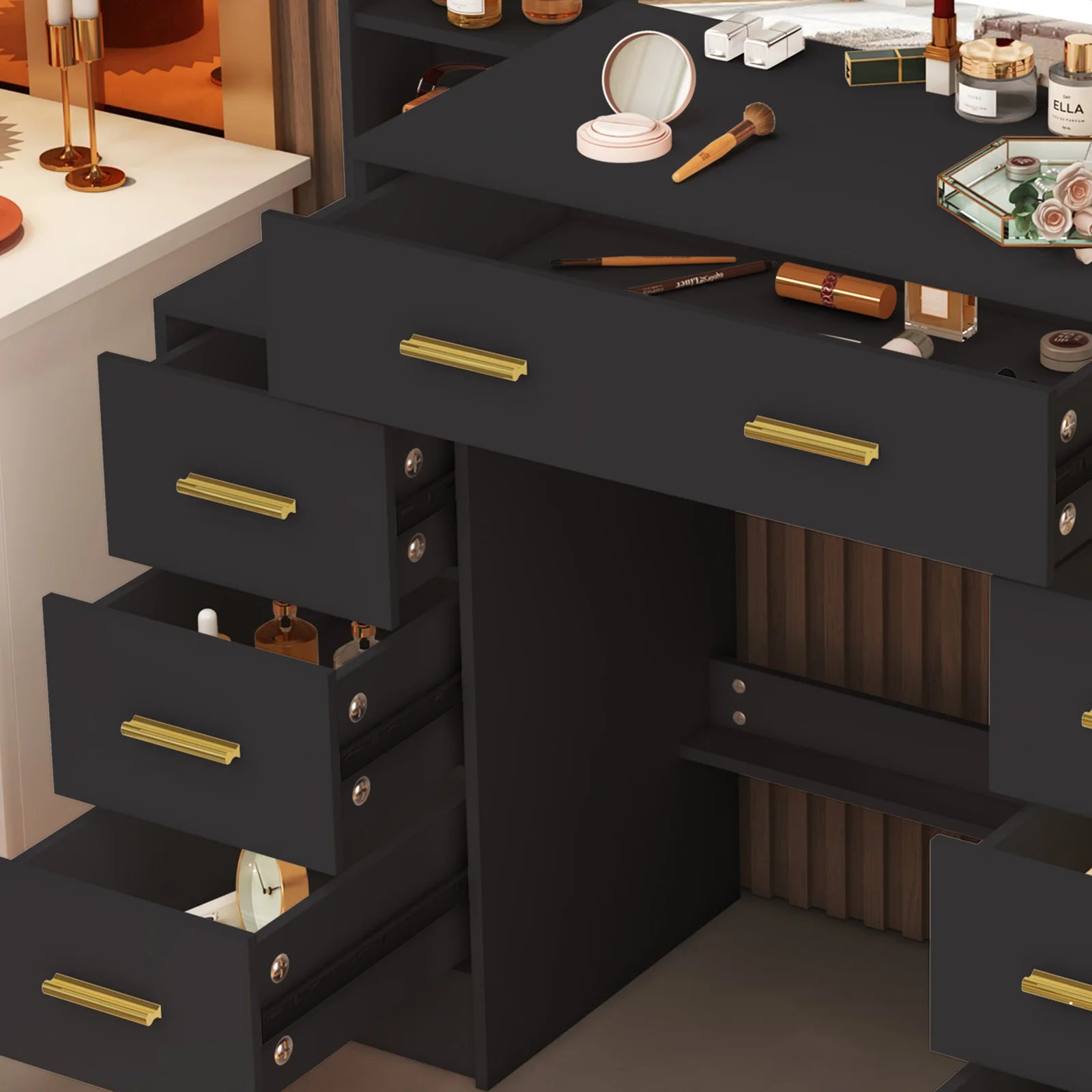 Elegant Vanity Set | Modern Vanity Desk with Dimmable LED Mirror | Ample Storage for Effortless Makeup Application 2