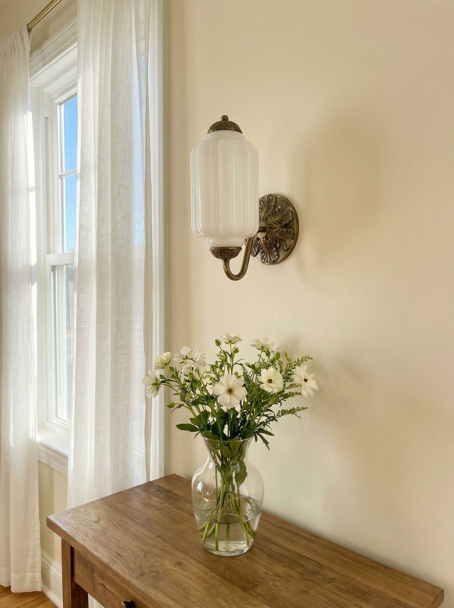 EloiseGlow | Charming Vintage Milk Glass Wall Sconce Lighting Fixture 1