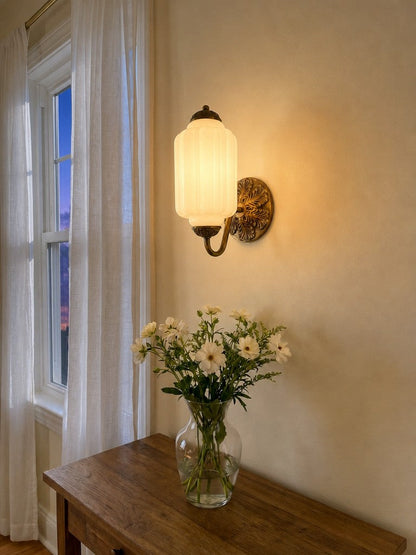 EloiseGlow | Charming Vintage Milk Glass Wall Sconce Lighting Fixture 2