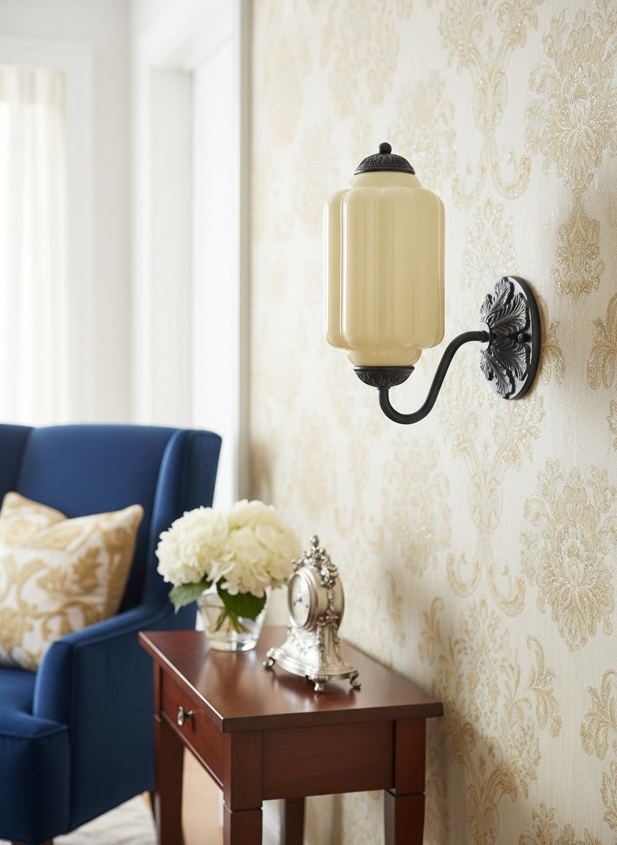 EloiseGlow | Charming Vintage Milk Glass Wall Sconce Lighting Fixture 30