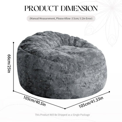 Faux Fur Bean Bag Chair for Adults, Plush Soft Cover Lazy Sofa, Home Furniture for Living Room Bedroom Dorm Office 8