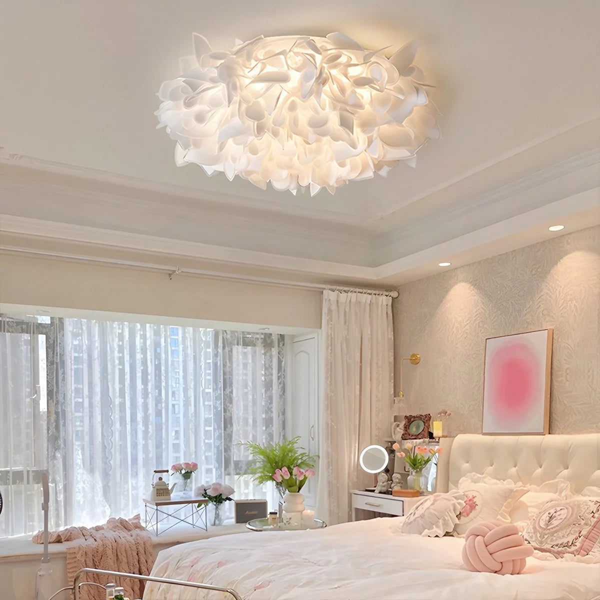 FloraGlow | Elegant Soft White Flush Mount Ceiling Light Fixture 2