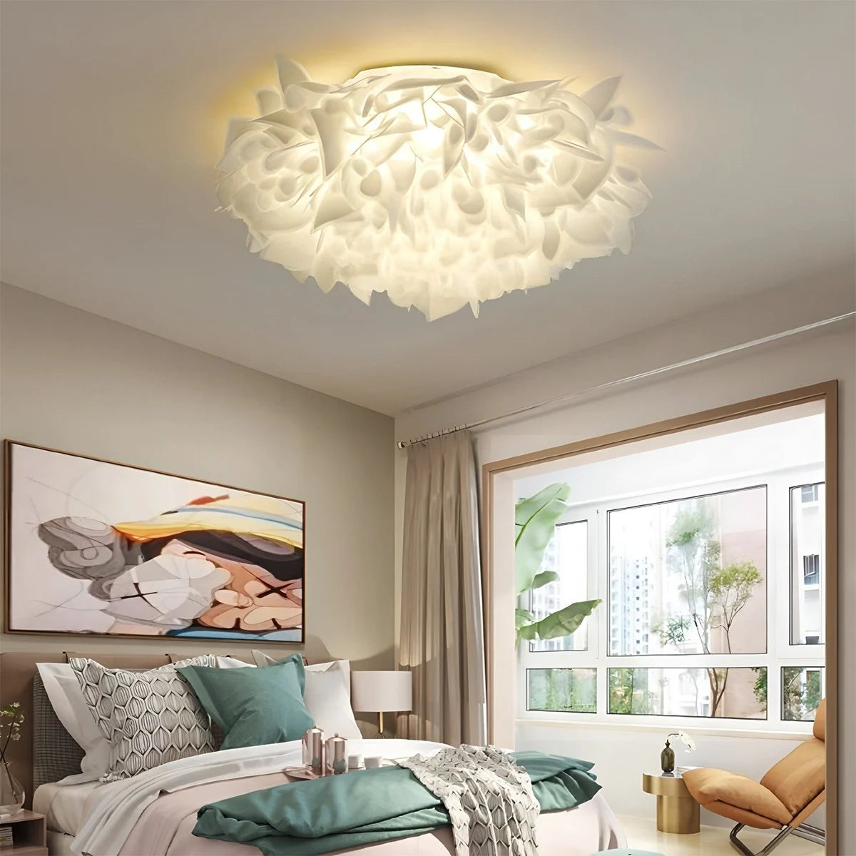 FloraGlow | Elegant Soft White Flush Mount Ceiling Light Fixture 6