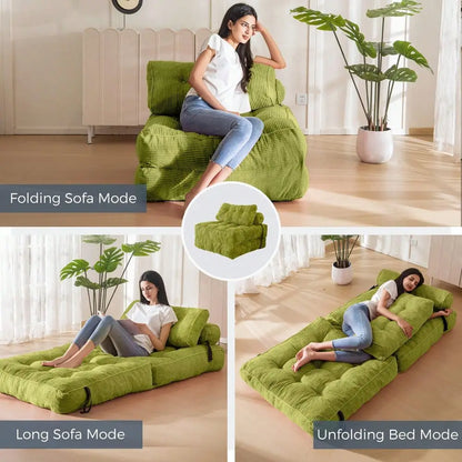 Folding Sofa Bed,Convertible Floor Sofa With Pillow And Back Support,Portable Fold Out Chair Bed Comfy Floor Sofa Lounge For Living Room 0