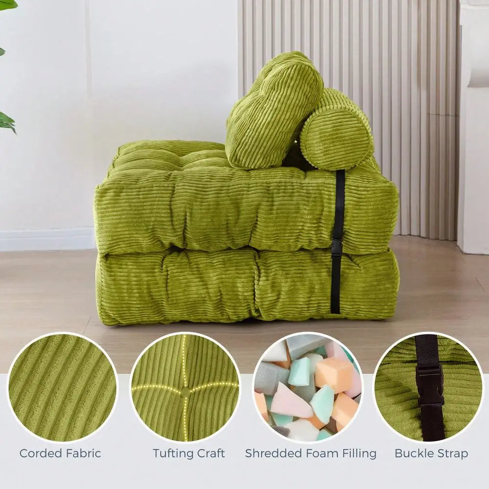 Folding Sofa Bed,Convertible Floor Sofa With Pillow And Back Support,Portable Fold Out Chair Bed Comfy Floor Sofa Lounge For Living Room 1