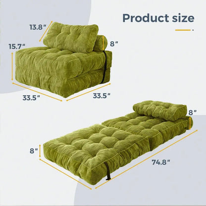 Folding Sofa Bed,Convertible Floor Sofa With Pillow And Back Support,Portable Fold Out Chair Bed Comfy Floor Sofa Lounge For Living Room 2