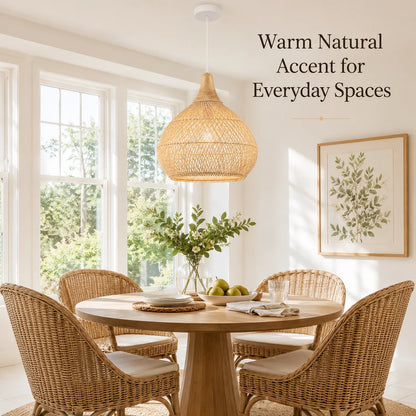 Handmade Rattan Pendant Light | Adjustable Height Chandelier for Cozy Kitchen Ambiance 3