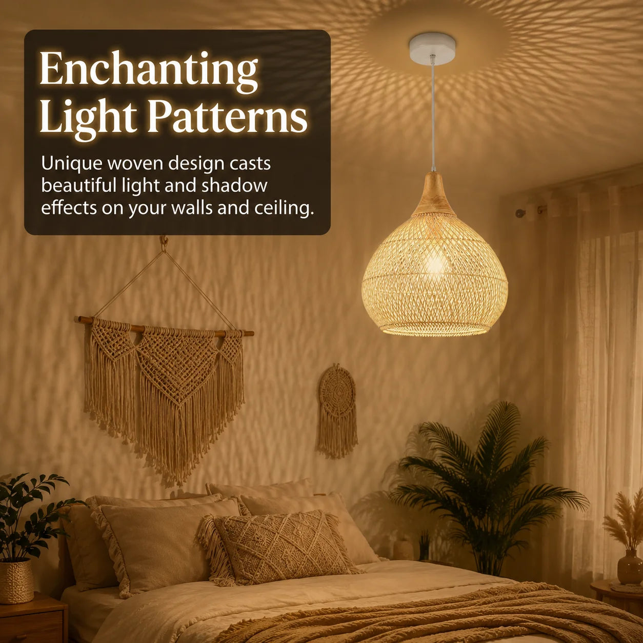 Handmade Rattan Pendant Light | Adjustable Height Chandelier for Cozy Kitchen Ambiance 4