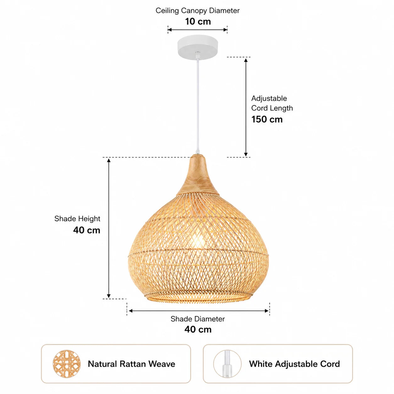 Handmade Rattan Pendant Light | Adjustable Height Chandelier for Cozy Kitchen Ambiance 7