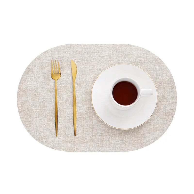 LinoMat | Oval Faux Leather Placemats | Heat Resistant &amp; Non-Slip 8