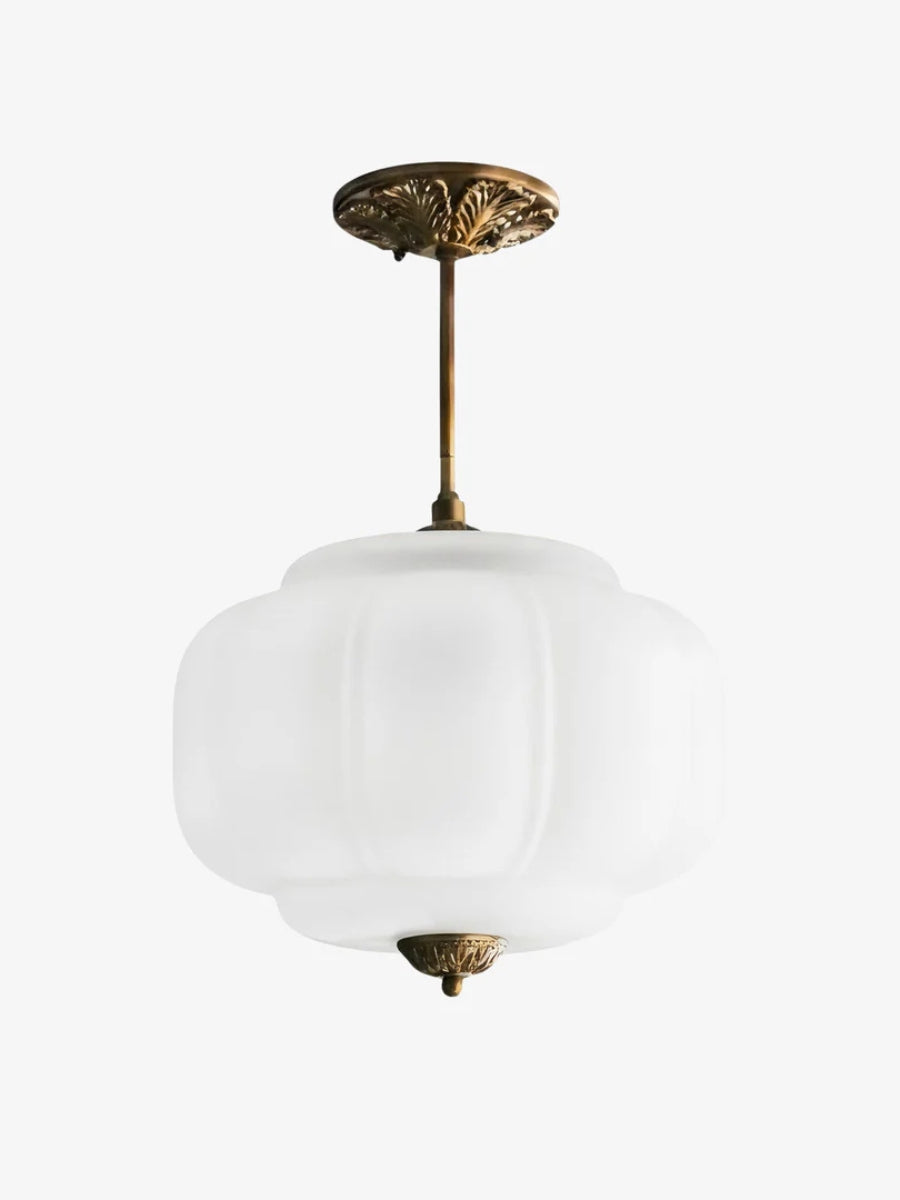 LunaGlass | Vintage Elegant Milk Glass Pendant Ceiling Light Fixture 0