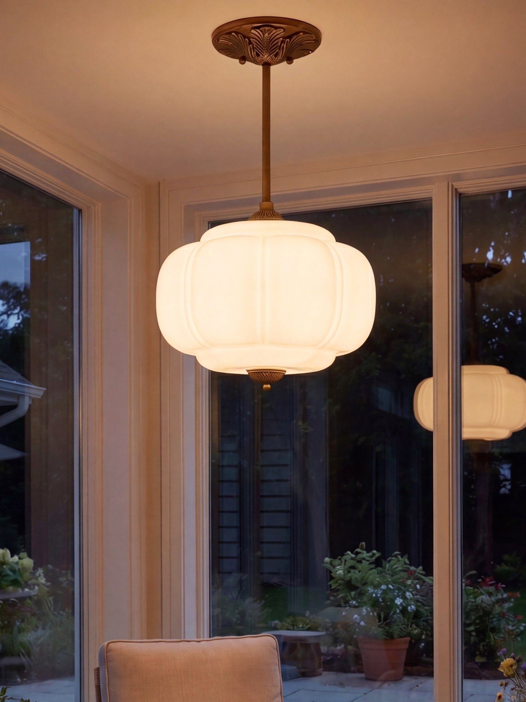 LunaGlass | Vintage Elegant Milk Glass Pendant Ceiling Light Fixture 2