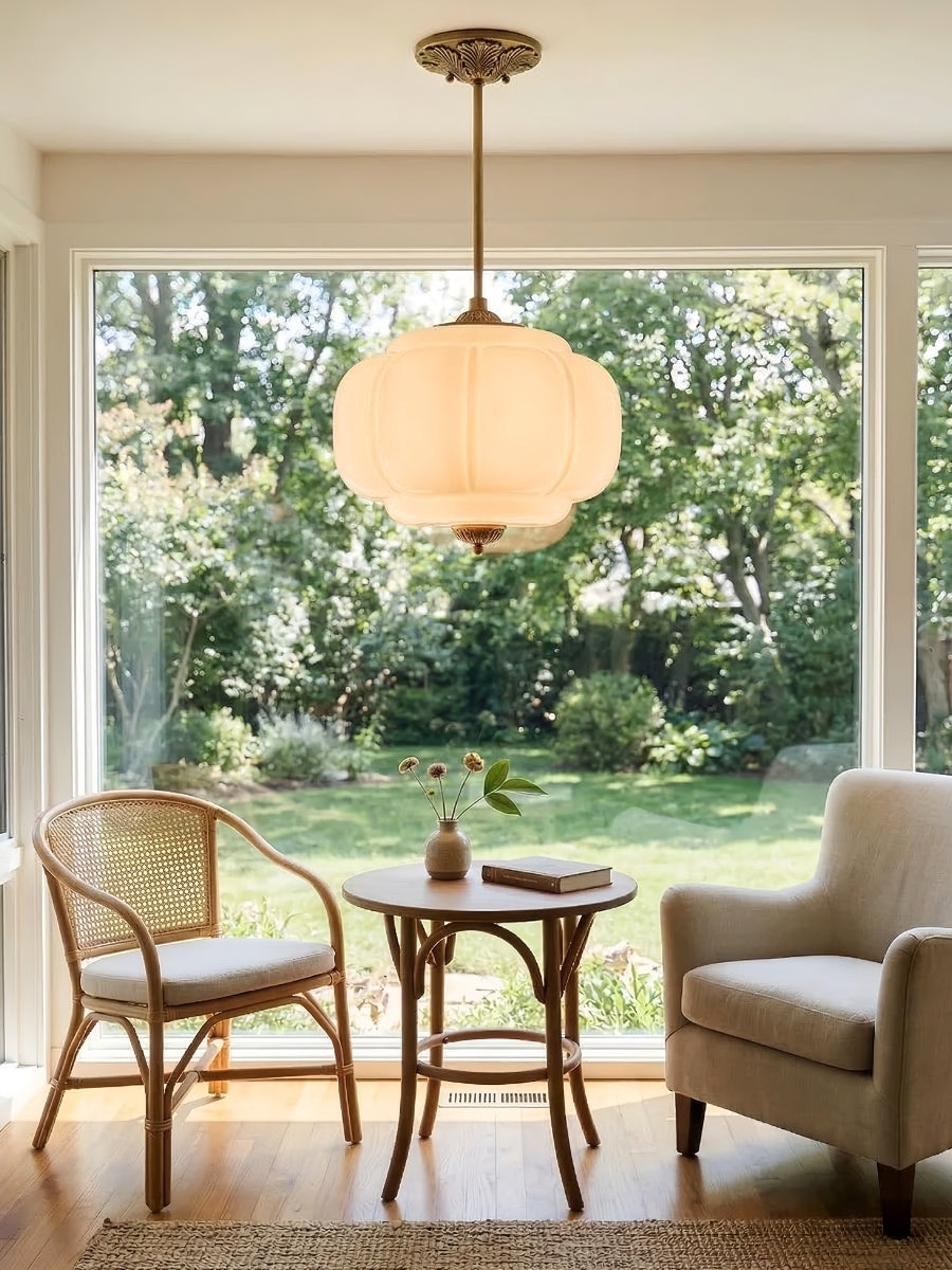 LunaGlass | Vintage Elegant Milk Glass Pendant Ceiling Light Fixture 4
