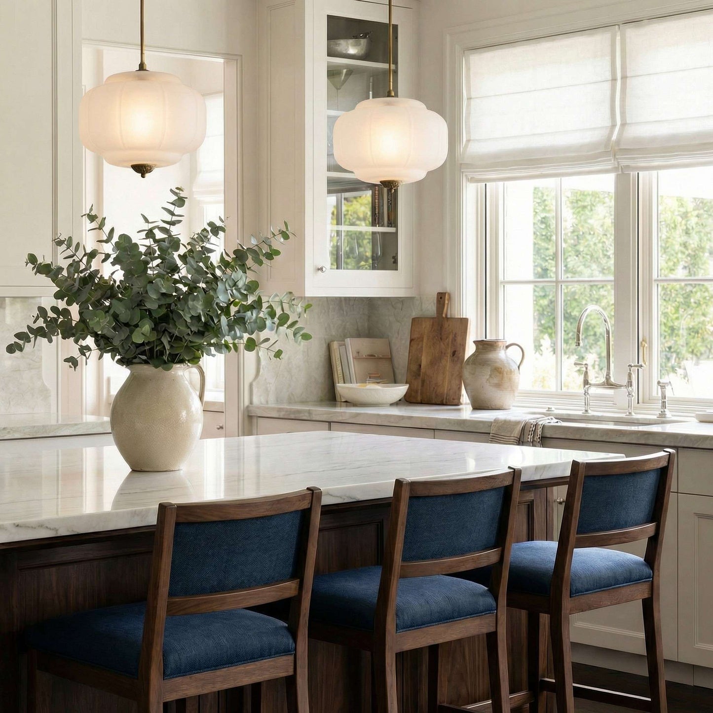 LunaGlass | Vintage Elegant Milk Glass Pendant Ceiling Light Fixture 5