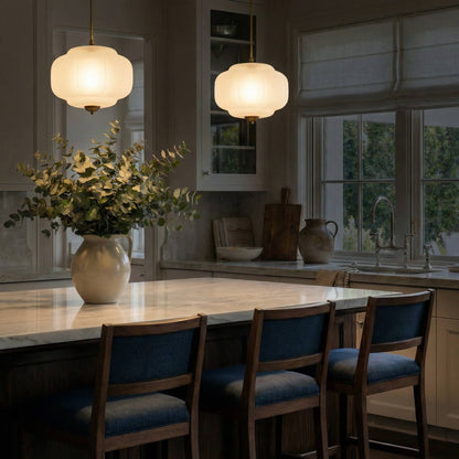 LunaGlass | Vintage Elegant Milk Glass Pendant Ceiling Light Fixture 6