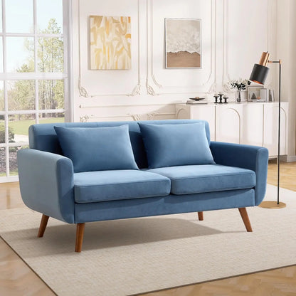 Mid Century | Loveseat Sofa with Pocket Springs & Tufted Linen | Stylish Seating for Living Room & Bedroom 12