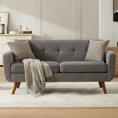 Mid Century | Loveseat Sofa with Pocket Springs & Tufted Linen | Stylish Seating for Living Room & Bedroom 13