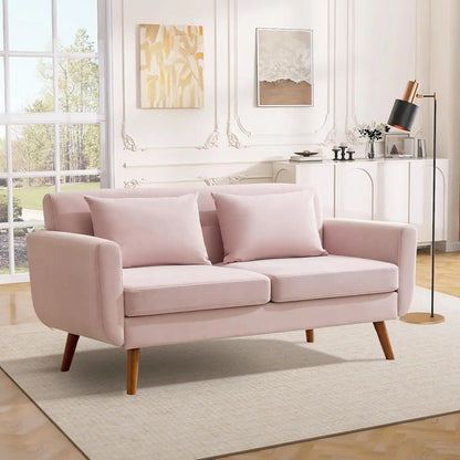 Mid Century | Loveseat Sofa with Pocket Springs & Tufted Linen | Stylish Seating for Living Room & Bedroom 8