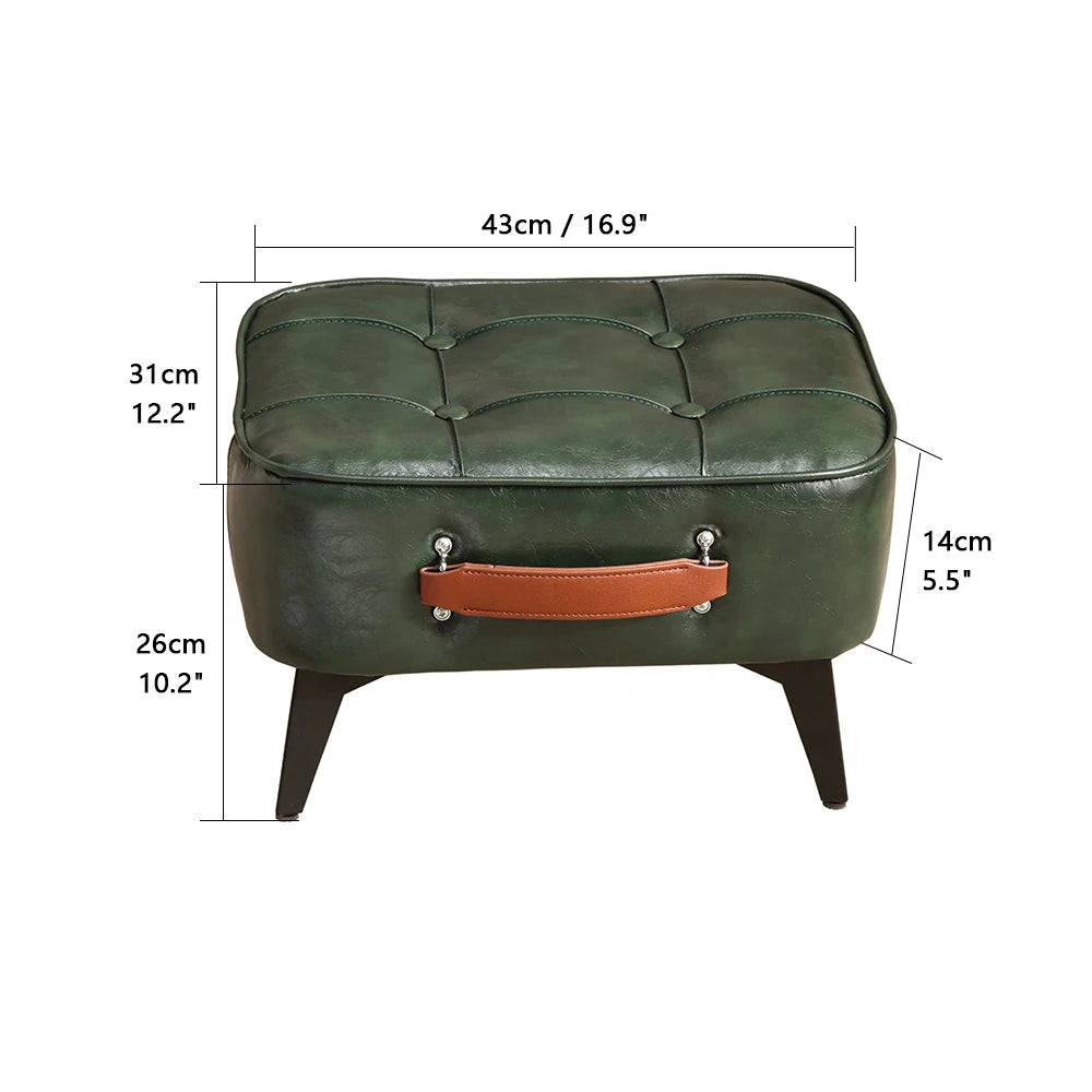 Minimalist Short Stool | Soft Faux Leather Footrest with Sturdy Frame | Space-Saving Design for Living Room and Entryway 4