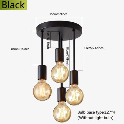 Modern Black Flush Mount Ceiling Light with 4 E27 Bulb Bases | Versatile Design for Home Illumination 6