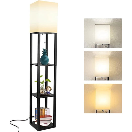 Modern Floor Lamp with Shelves & 3 Color Temperature LED Bulb | Stylish Lighting Solution for Living Room and Office 1