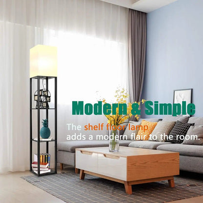 Modern Floor Lamp with Shelves & 3 Color Temperature LED Bulb | Stylish Lighting Solution for Living Room and Office 2