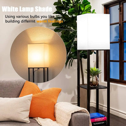 Modern Floor Lamp with Shelves & 3 Color Temperature LED Bulb | Stylish Lighting Solution for Living Room and Office 3