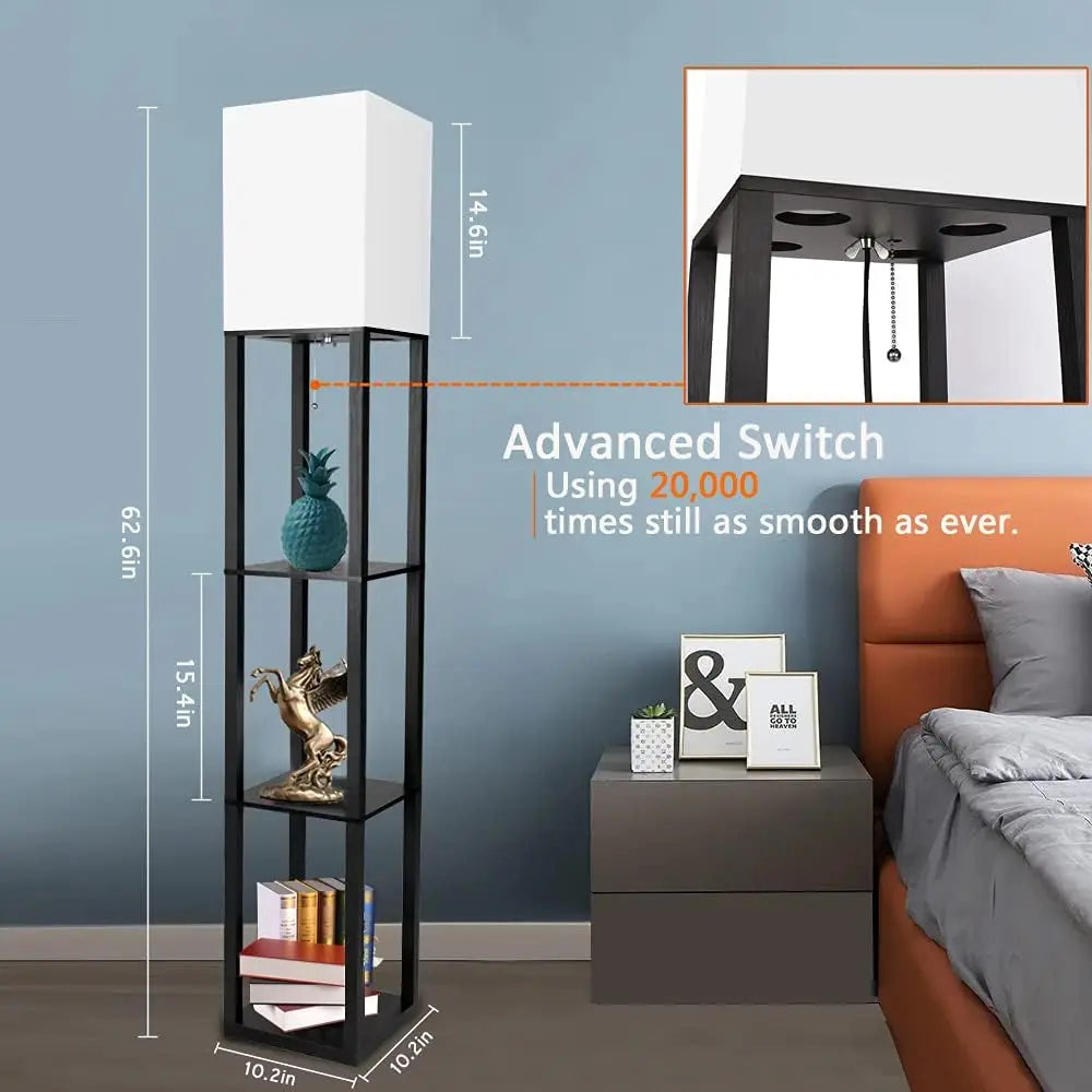 Modern Floor Lamp with Shelves & 3 Color Temperature LED Bulb | Stylish Lighting Solution for Living Room and Office 4