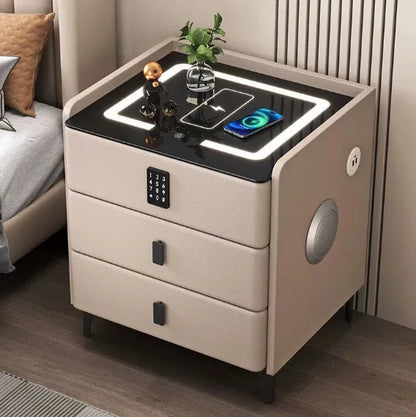 Modern Nightstand | Smart Bedside Table with Wireless Charging & Combination Lock | Ideal for Convenience in Hotels 1