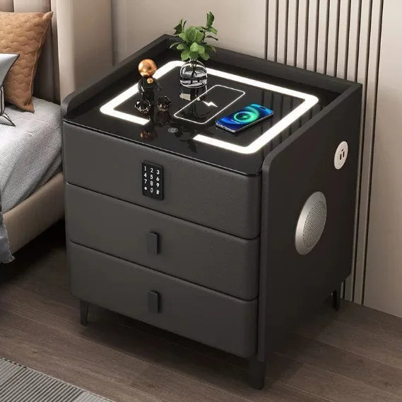 Modern Nightstand | Smart Bedside Table with Wireless Charging & Combination Lock | Ideal for Convenience in Hotels 2