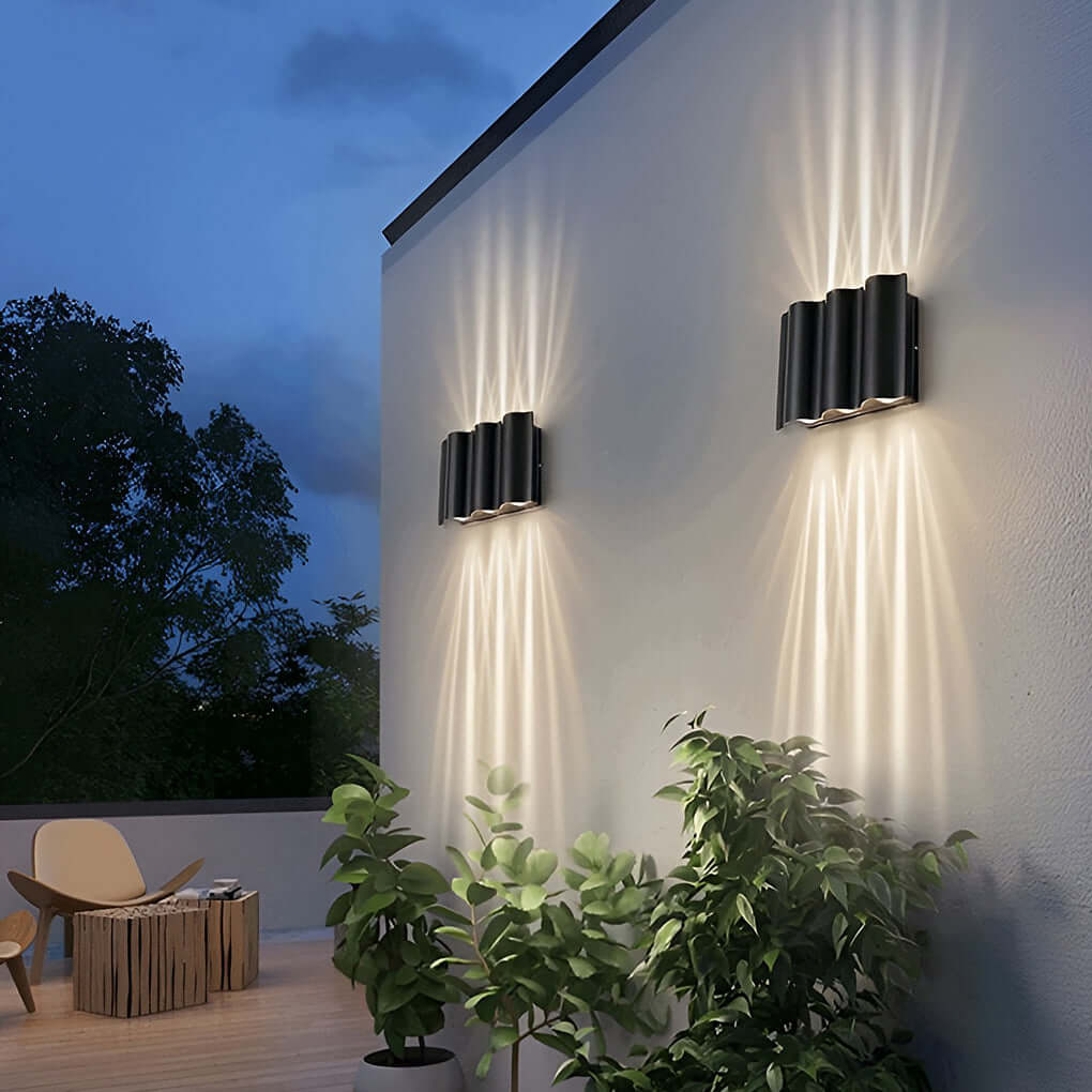 Modern Wave | Outdoor Wall Lantern with High-Brightness LED | Unique Wavy Design for Courtyards and Entrances 2