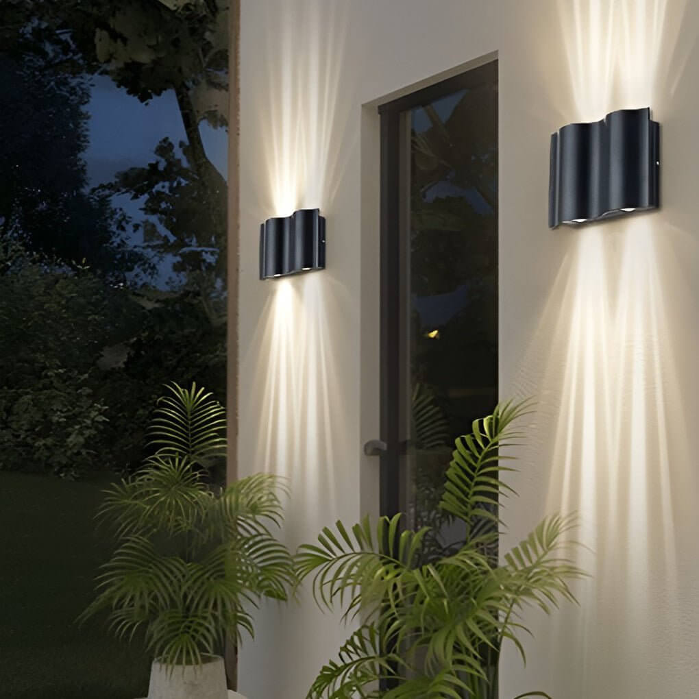 Modern Wave | Outdoor Wall Lantern with High-Brightness LED | Unique Wavy Design for Courtyards and Entrances 5