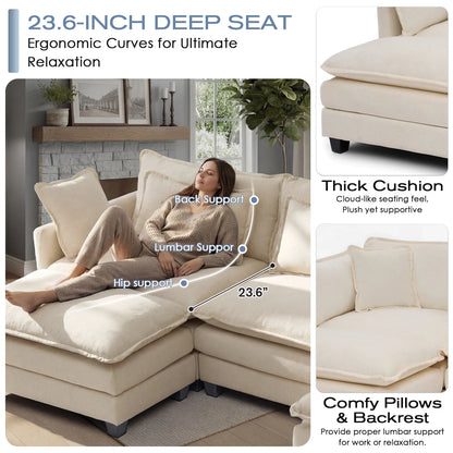 Modular Sofa | Comfy Cloud Sectional Couch with Deep Seats & Ottoman | Versatile Design for Living Room Comfort 4