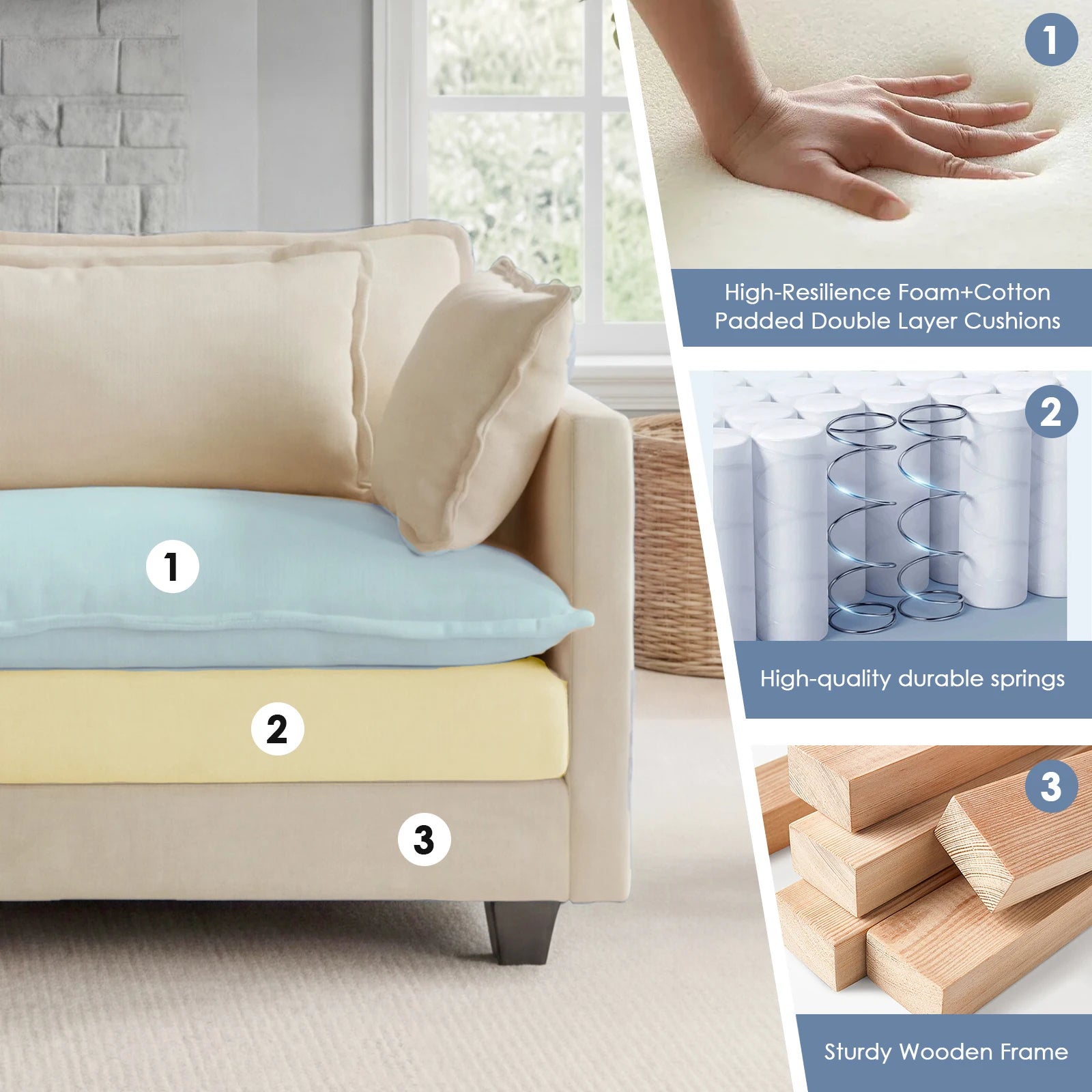 Modular Sofa | Comfy Cloud Sectional Couch with Deep Seats & Ottoman | Versatile Design for Living Room Comfort 6
