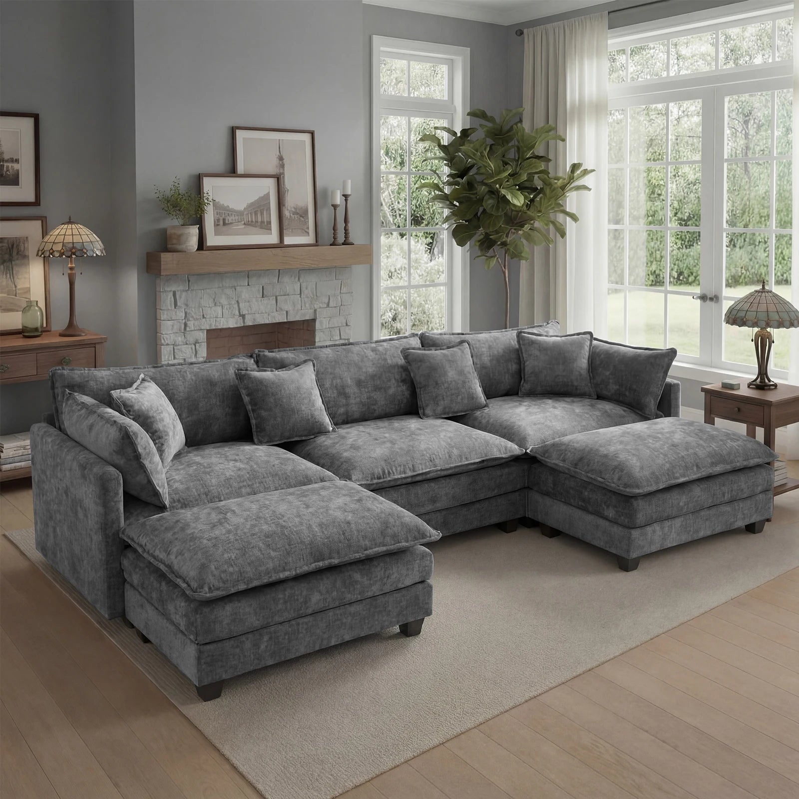 Modular Sofa | Comfy Cloud Sectional Couch with Deep Seats & Ottoman | Versatile Design for Living Room Comfort 8